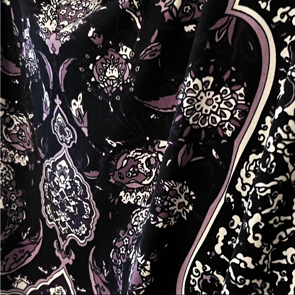 Studio M Elaborate Purple Floral Tie-back Loose Sleeve Dress Size M Smocked - Picture 15 of 16